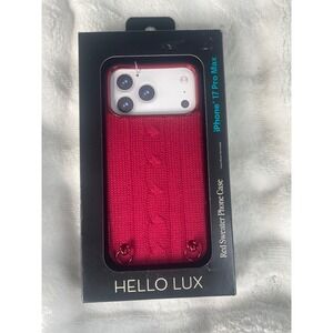 Hello Lux Red Sweater Phone Case for iPhone 17 Pro Max Metallic Loops New